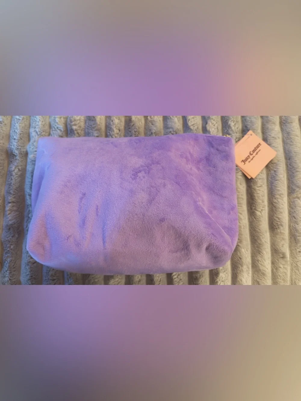 Juicy Couture Lavender Satin-Lined Cosmetic Pouch With Gemstone Logo